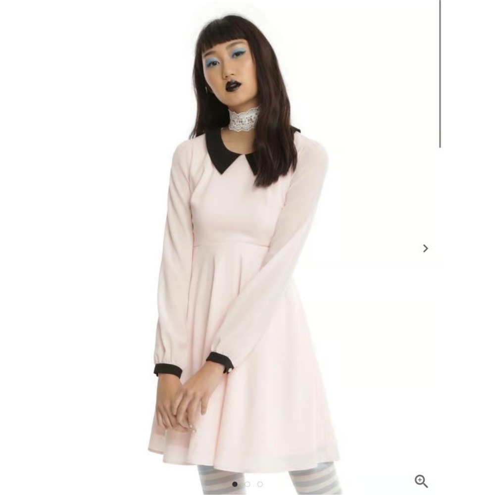 Hot Topic Size M Pink Dress Black Peter Pan Collar Grunge Indie Twee Coquette